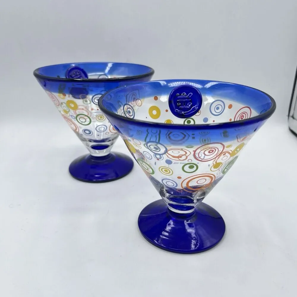 Royal Caribbean Kosta Boda Cocktail Glasses 2009 Hand blown Cobalt Blue 2